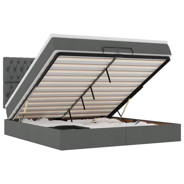 Ottoman-Bett mit Matratzen Dunkelgrau 200x200 cm Stoff