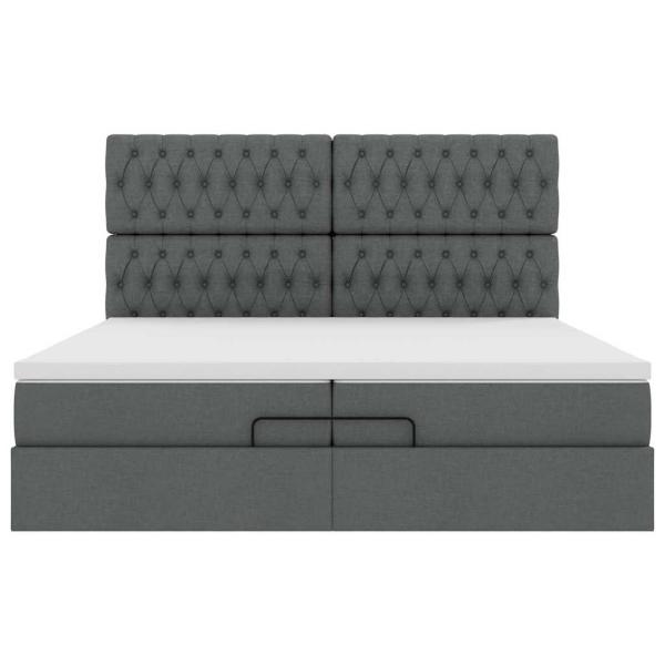 Ottoman-Bett mit Matratzen Dunkelgrau 200x200 cm Stoff