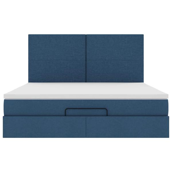 Ottoman-Bett mit Matratze & LEDs Blau 180x200 cm Stoff