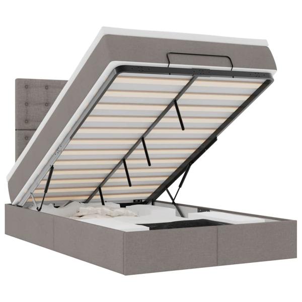 Ottoman-Bett mit Matratze Taupe 120x190 cm Stoff