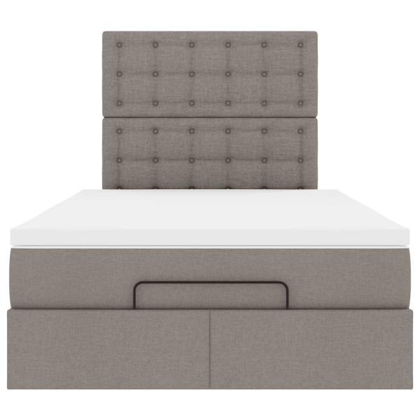 Ottoman-Bett mit Matratze Taupe 120x190 cm Stoff