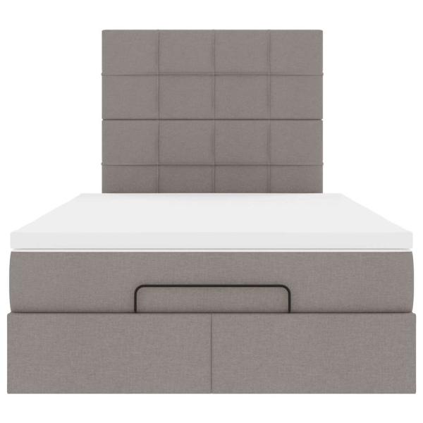 Ottoman-Bett mit Matratze & LEDs Taupe 120x190 cm Stoff