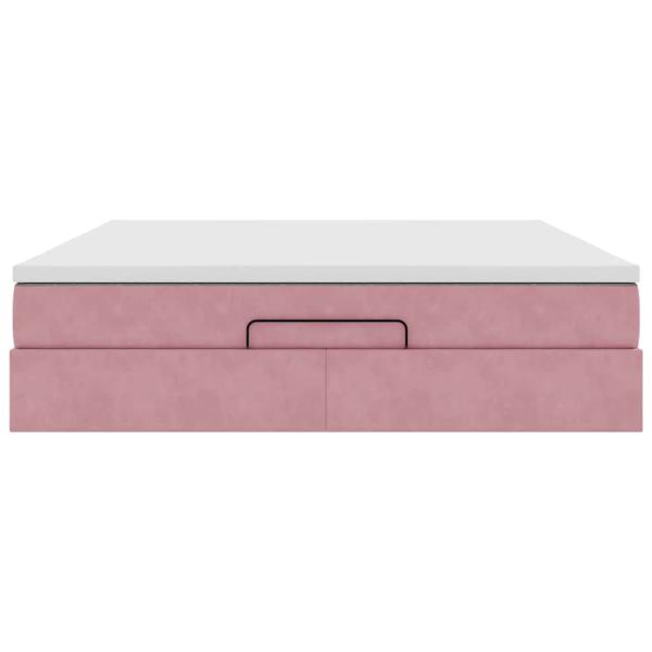 Ottoman-Bett mit Matratze Rosa 180x200 cm Samt