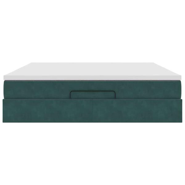 Ottoman-Bett mit Matratze Dunkelgrün 180x200 cm Samt