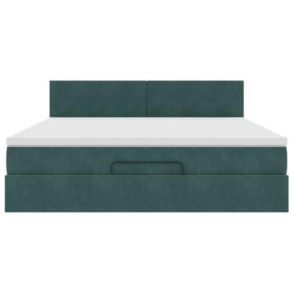 Ottoman-Bett mit Matratze Dunkelgrün 180x200 cm Samt