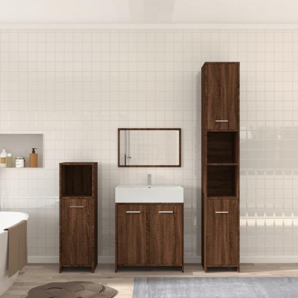 ARDEBO.de - 4-tlg. Badmöbel-Set Braun Eichen-Optik Holzwerkstoff