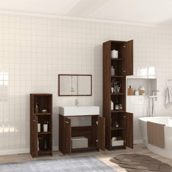 4-tlg. Badmöbel-Set Braun Eichen-Optik Holzwerkstoff
