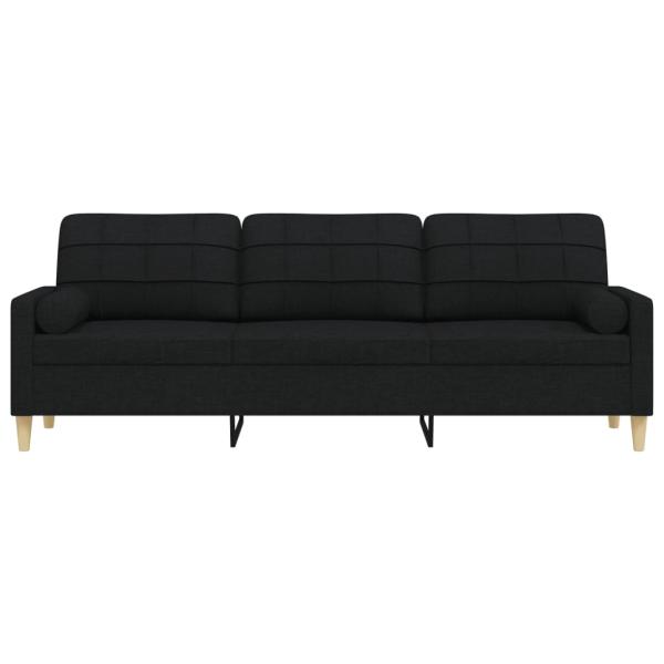 Sofa 3-Sitzer mit Zierkissen Schwarz 210 cm Stoff