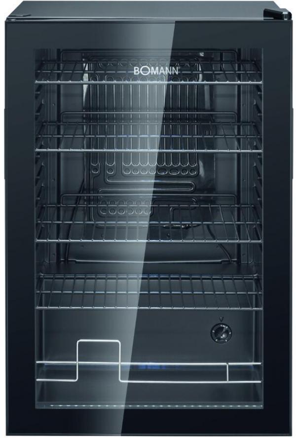 ARDEBO.de Bomann KSG 7290 Glastür-Kühlschrank, 54 cm breit, 115 Liter, Raum für 178 Dosen à 330 ml, schwarz