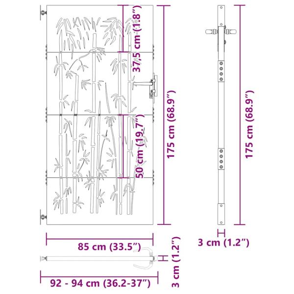 Gartentor 85x175 cm Cortenstahl Bambus-Design