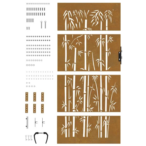 Gartentor 85x175 cm Cortenstahl Bambus-Design
