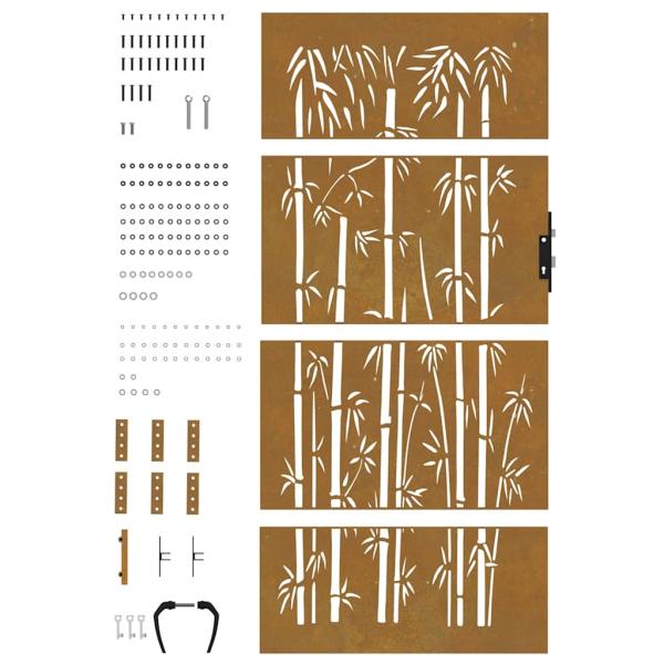 Gartentor 85x175 cm Cortenstahl Bambus-Design