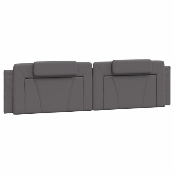 Kopfteil-Kissen Grau 200 cm Kunstleder