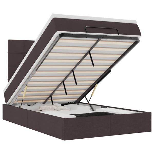 ARDEBO.de - Ottoman-Bett mit Matratze Dunkelbraun 120x190 cm Stoff