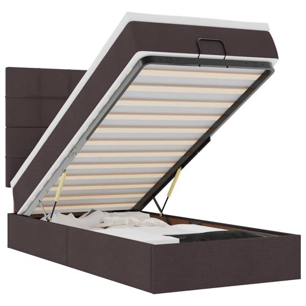 ARDEBO.de - Ottoman-Bett mit Matratze Dunkelbraun 90x190 cm Stoff