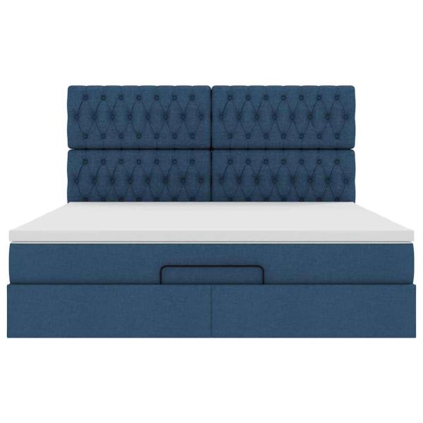 Ottoman-Bett mit Matratze Blau 180x200 cm Stoff