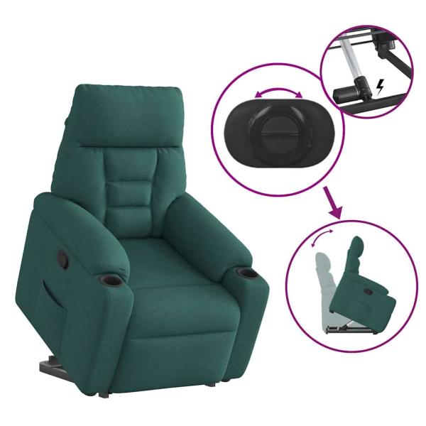 Relaxsessel mit Aufstehhilfe Dunkelgrün Stoff