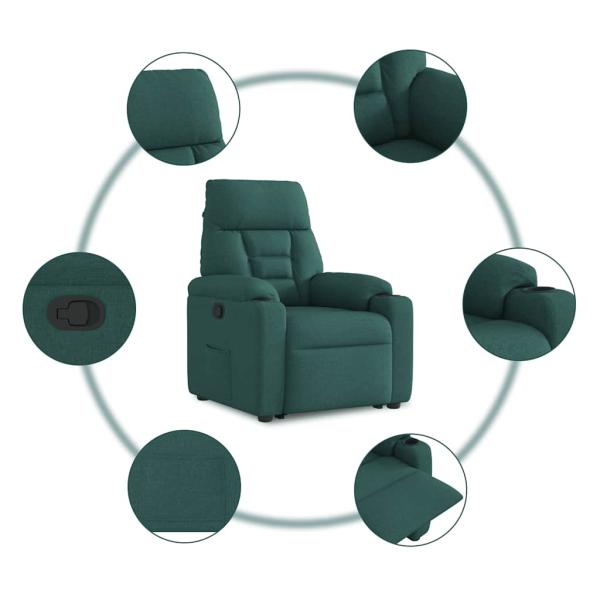 Relaxsessel mit Aufstehhilfe Dunkelgrün Stoff