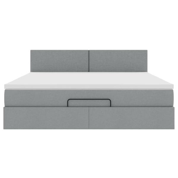 Ottoman-Bett mit Matratze Hellgrau 160x200 cm Stoff