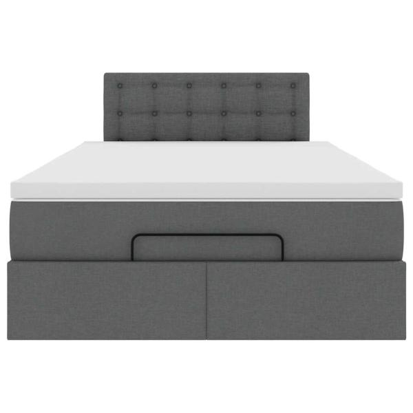 Ottoman-Bett mit Matratze Dunkelgrau 120x190 cm Stoff