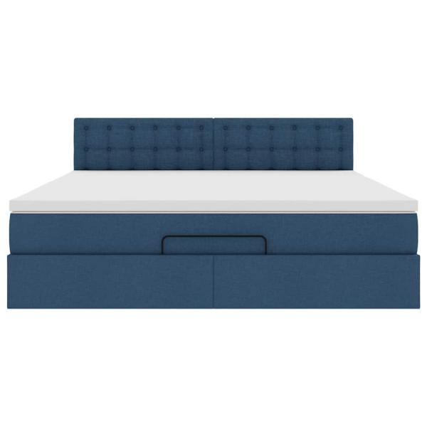 Ottoman-Bett mit Matratze Blau 180x200 cm Stoff