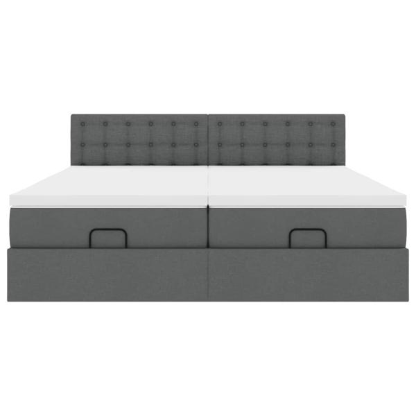 Ottoman-Bett mit Matratzen Dunkelgrau 180x200 cm Stoff