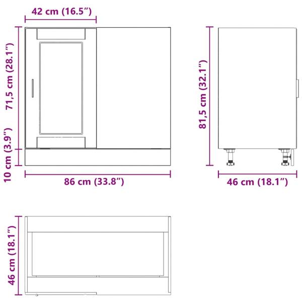 Küchenunterschrank Porto Betongrau Holzwerkstoff