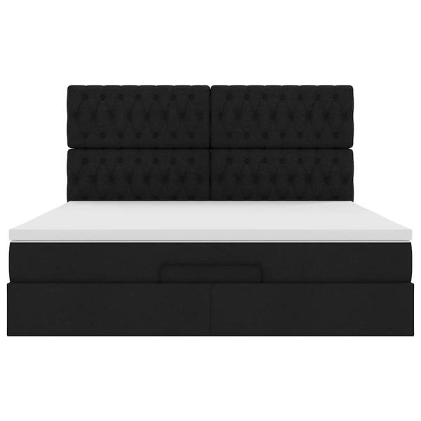 Ottoman-Bett mit Matratze Schwarz 160x200 cm Stoff