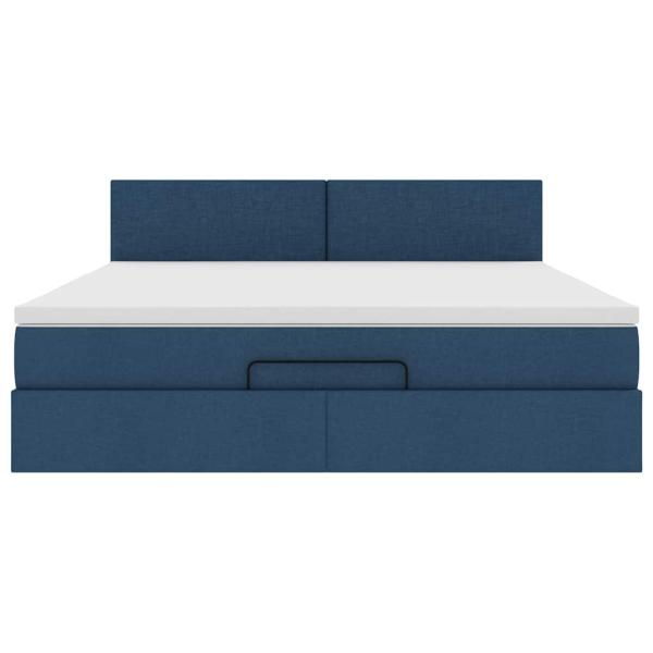 Ottoman-Bett mit Matratze Blau 160x200 cm Stoff