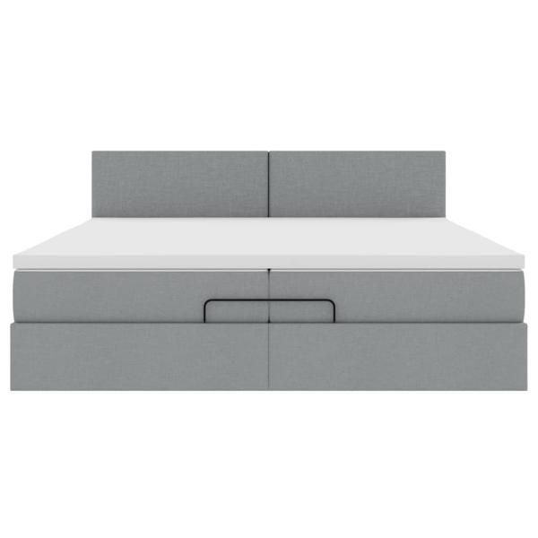Ottoman-Bett mit Matratze Hellgrau 200x200 cm Stoff