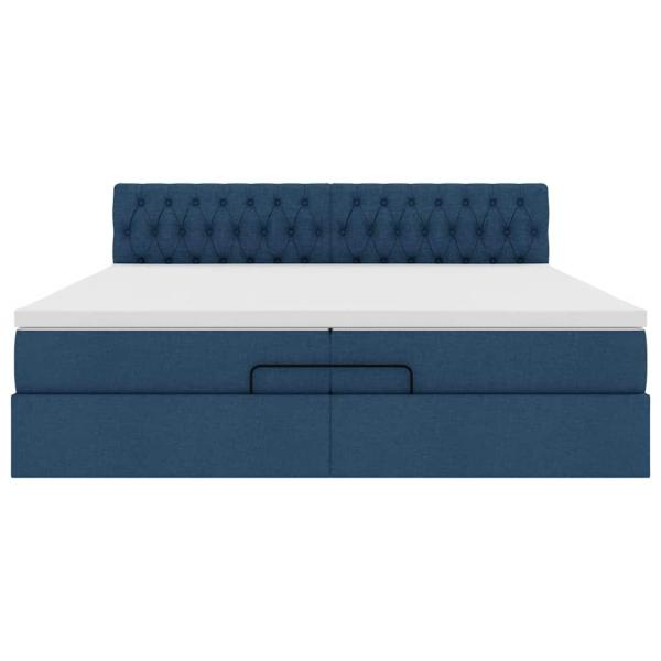 Ottoman-Bett mit Matratze Blau 200x200 cm Stoff