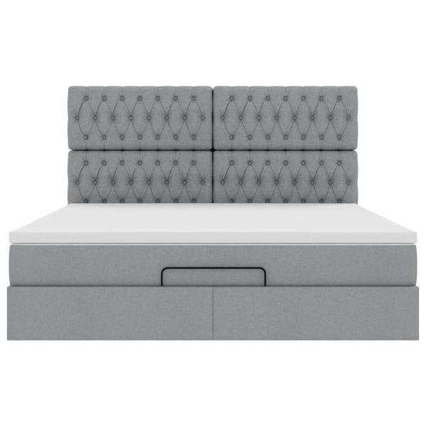 Ottoman-Bett mit Matratze Hellgrau 180x200 cm Stoff