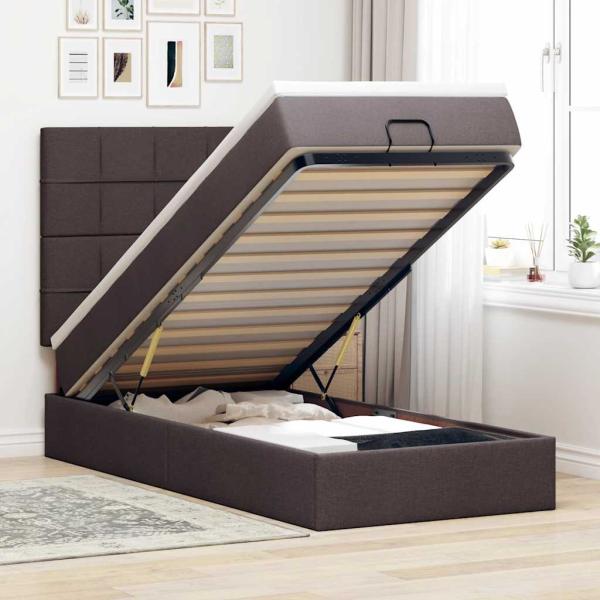 ARDEBO.de - Ottoman-Bett mit Matratze Dunkelbraun 90x200 cm Stoff
