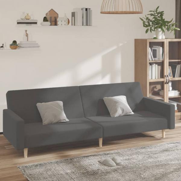 ARDEBO.de - Schlafsofa 2-Sitzer Hellgrau Stoff