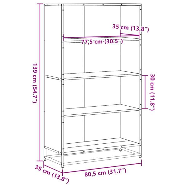 Bücherregal Braun Eichen-Optik 80,5x35x139 cm Holzwerkstoff