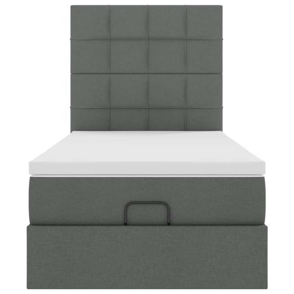 Ottoman-Bett mit Matratze Dunkelgrau 90x200 cm Stoff