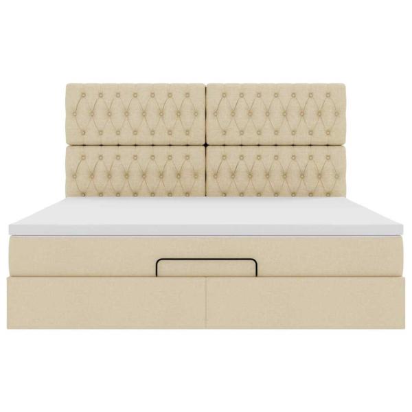Ottoman-Bett mit Matratze Creme 180x200 cm Stoff