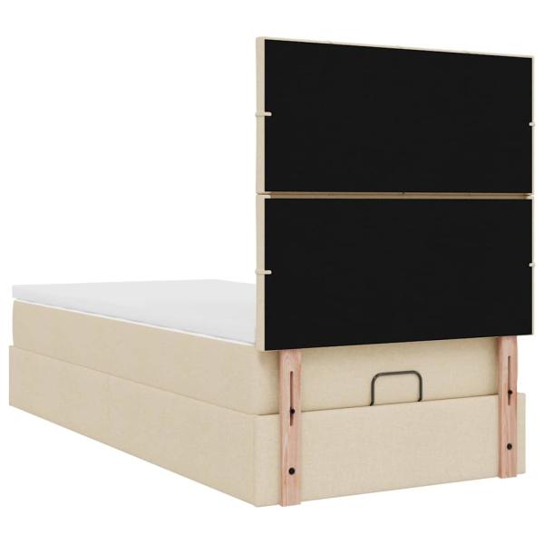 Ottoman-Bett mit Matratze Creme 90x190 cm Stoff