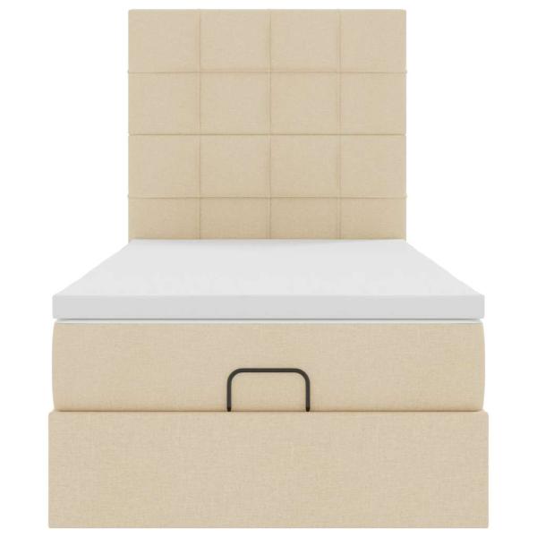 Ottoman-Bett mit Matratze Creme 90x190 cm Stoff