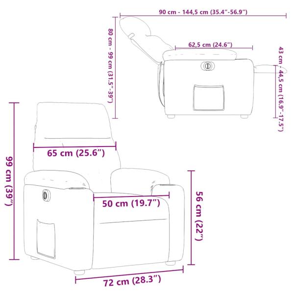 Relaxsessel Elektrisch Weinrot Stoff