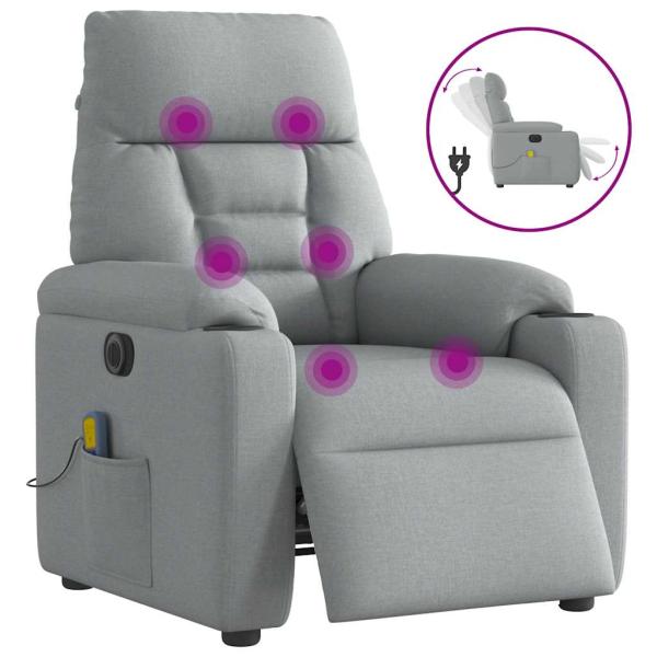 ARDEBO.de - Massagesessel Elektrisch Hellgrau Stoff