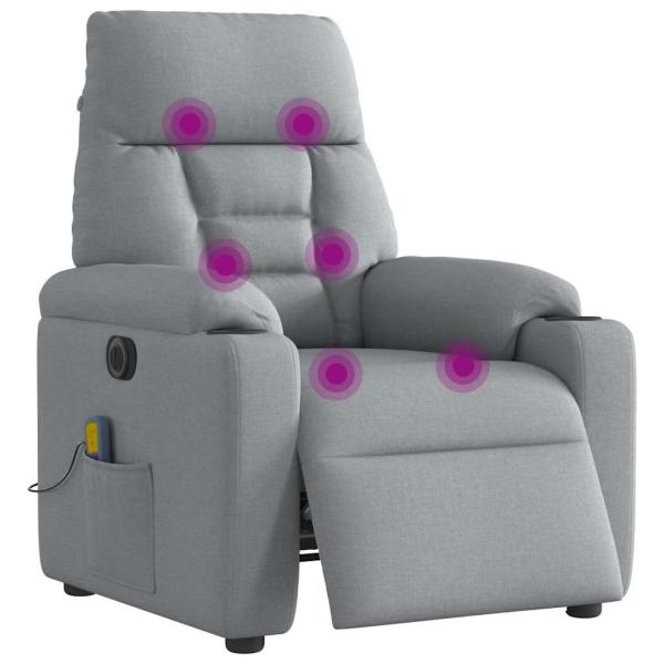 Massagesessel Elektrisch Hellgrau Stoff
