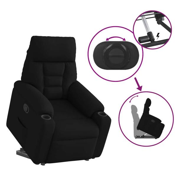 Relaxsessel mit Aufstehhilfe Schwarz Stoff