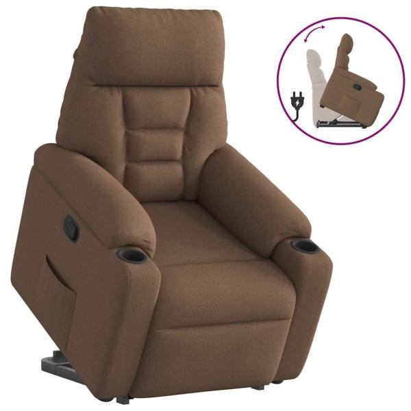 ARDEBO.de - Relaxsessel mit Aufstehhilfe Braun Stoff