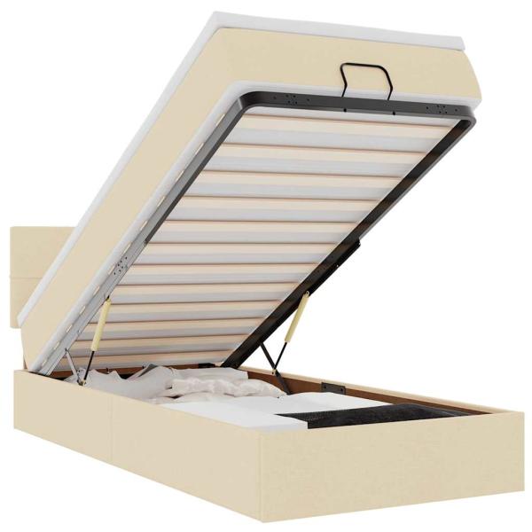 Ottoman-Bett mit Matratze Creme 80x200 cm Stoff
