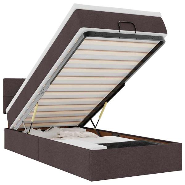Ottoman-Bett mit Matratze Dunkelbraun 90x200 cm Stoff