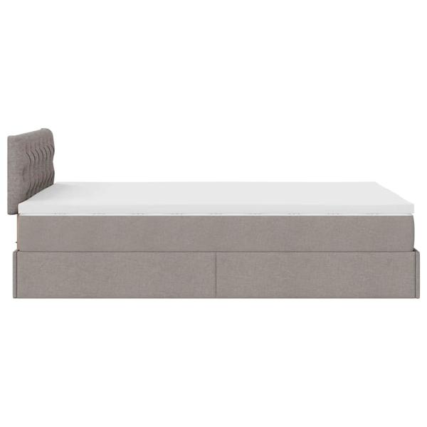 ARDEBO.de - Ottoman-Bett mit Matratze Taupe 120x190 cm Stoff