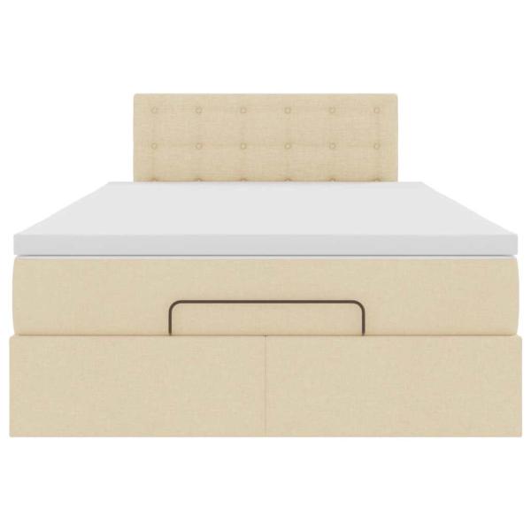ARDEBO.de - Ottoman-Bett mit Matratze Creme 120x190 cm Stoff