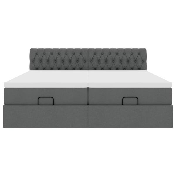 Ottoman-Bett mit Matratzen Dunkelgrau 200x200 cm Stoff
