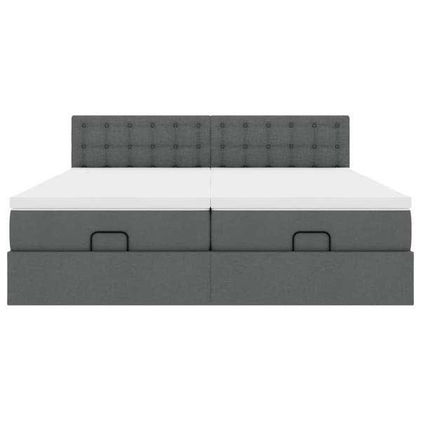 Ottoman-Bett mit Matratzen Dunkelgrau 160x200 cm Stoff